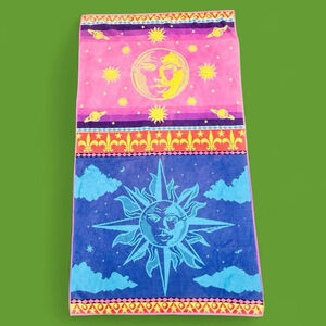Vintage 90s Cypress Jumbo Beach Towel Sun Moon Celestial 100% Cotton USA 37 X 66